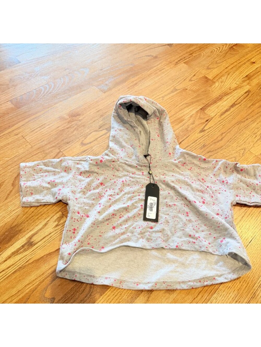 COUPE COLLECTION GIRLS GRAY PINK CROPPED HOODED SWEATSHIRT NEW SMALL